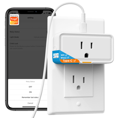 Tuya Socket Power Monitor Plug APP Voice Funciona com Alexa Google Home Smart Tipo c WiFi RF433 Socket Plug