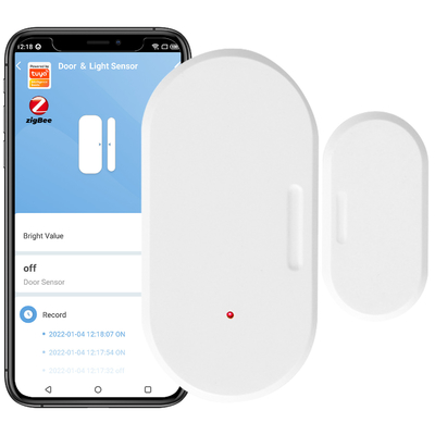 Tuya Smart zigbee sensor de porta + sensor de luz Iluminação detector de brilho Janela gaveta sem fio aberto / fechado 2 em 1