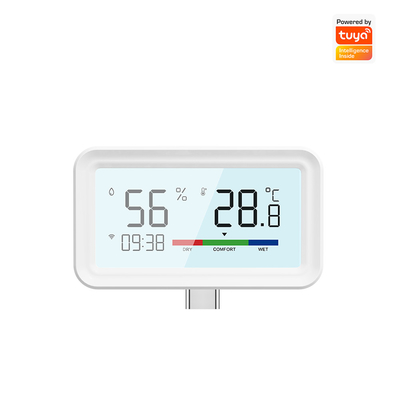 WiFi Indoor Hygrometer & Thermometer Sensor com luz de fundo, controle remoto do aplicativo, integração de voz para Alexa & Google Home   Tuya Smart Home Digital Solution