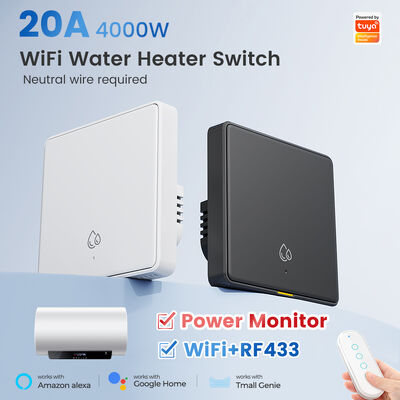 comprar Interruptor WiFi RF433 20A para Aquecedor de Água Tuya Smart Home 4000W Temporização Contagem Regressiva Interruptor de Parede Sem Fio APP Controle de Voz Com Alexa Google Home Fabricação em linha