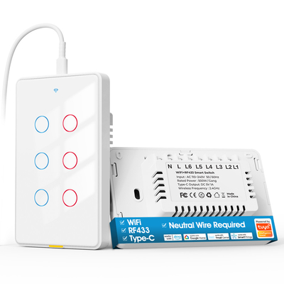 Bom preço Tuya Wifi Switch Tipo C Timing Voice App Alexa Google Home Smart Home Wireless WiFi RF433 US Switch de toque de parede on-line
