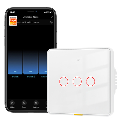 Bom preço Tuya Zigbee Switch Sem fio neutro100-250v Voice App Alexa Google Home Sem condensador Requerido Smart Home Light Touch EU Switch on-line