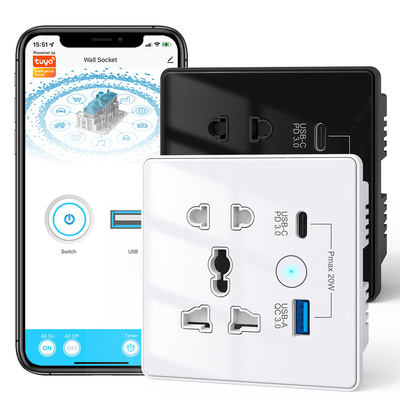 Bom preço Wifi Socket Universal de Parede Tipo C + USB Carregamento Rápido Para EUA UE Reino Unido Plug APP Controle remoto Tuya Smart Home Automation on-line