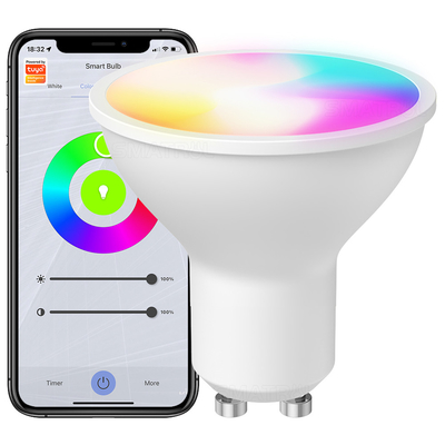Bom preço Smart Bulb RGBCW 5W lâmpadas apagáveis Controle remoto Trabalhar com Alexa Google Home Tuya GU10 WiFi Smart Light LED Bulbs on-line