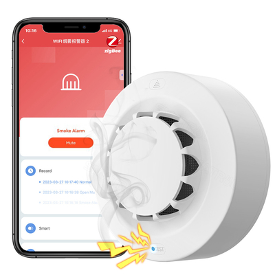 Bom preço Sensor de fumaça inteligente Zigbee Alarme Tuya90 dB Alarme de incêndio Sistema de segurança doméstica Detector de incêndio on-line