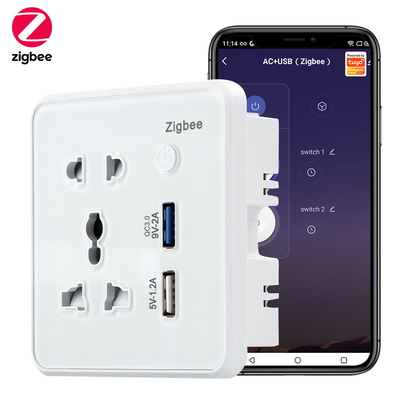 Bom preço Zigbee Smart Socket Tempered Glass Quick Fast Charger 3.0 Usb Carregamento Timing Google Home Alexa TuyaUS UE UK Plug on-line