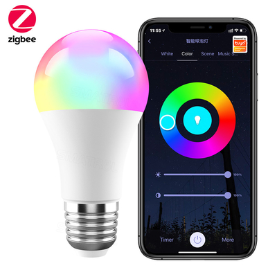 Bom preço Tuya Zigbee 10W Smart Light Bulb E27 RGB LED Lamp Dimmable Timing Smart Life APP Controle de voz para Google Home Alexa on-line