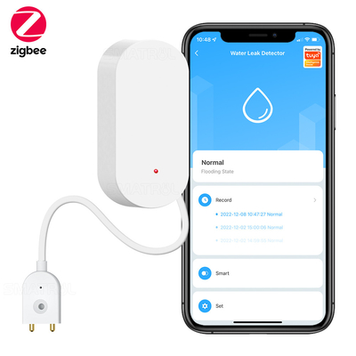 Bom preço Sensor de vazamento de água Zigbee Notificação de casa inteligente Alertas de vazamento de inundação de água Alarme de vazamento de água Segurança doméstica Detector de inundação Tuya on-line