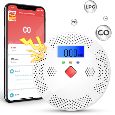 Bom preço Tuya Wifi Detector de Monóxido de Carbono Monitor inteligente de qualidade do ar CO detector de alarme de luz sonora LCD Display Digital Tester de qualidade do ar em casa on-line