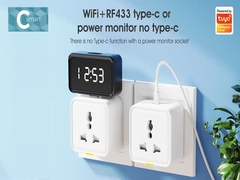 Tuya Universal Socket Tipo-C tomada 16A WiFi RF433 Adaptador de viagem Tuya Smart Home Plug